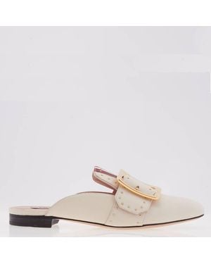 Bally Janesse Studded Leather Mules, Brand Size 35 Us - Natural