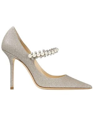 Jimmy Choo Baily Platinum Ice Glitter Pointed Toe Court Shoes, Brand Size 34 Us - Metallic