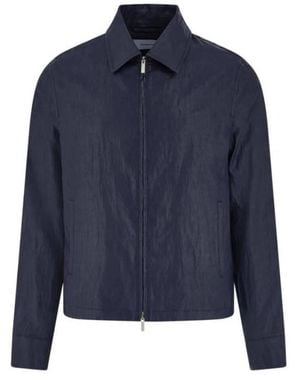Ferragamo Linen Blouson Jacket, Brand Size 50 Us - Blue