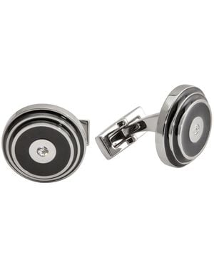 Picasso and Co Round Stainless Steel/ Laquer Cufflinks - Metallic