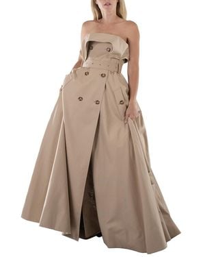 Burberry Cotton Gabardine Belted Trench Gown - Brown