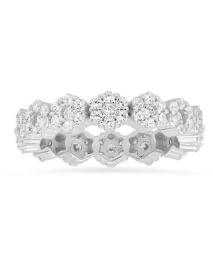 Kylie Harper Sterling Floral Cubic Zirconia Cz Eternity Band Ring - Metallic