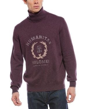 Brunello Cucinelli Turtleneck Jumper With Emblem, Brand Size 50 (Us - Purple