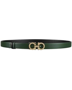 Ferragamo Reversible And Adjustable Gancini Belt - Green