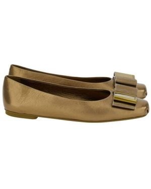 Ferragamo Lina Nappa Ballet Flats - Brown
