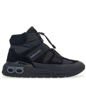 Ferragamo Cosma High-Top Panelled Trainers - Blue