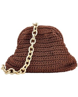 Maria La Rosa Rust Mini Game Metallic Crochet Clutch - Brown