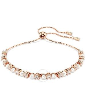 Swarovski Matrix Tennis Crystal Pearl Bracelet - Metallic