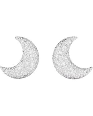 Swarovski Moon Rhodium Plated Luna Clip Earrings - White