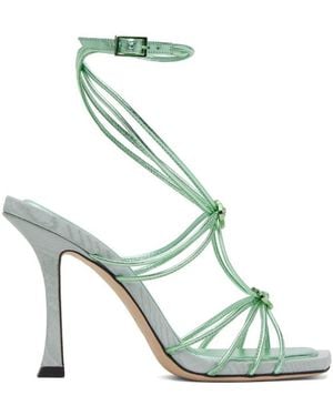Jimmy Choo Indiya 100 Metallic Nappa Sandals, Brand Size 34 Us - Green