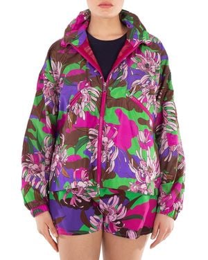 Moncler Floral-Print Long Sleeve Jacket, Brand Size 0 - Pink