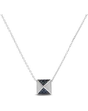 Haus of Brilliance 14K 1/4 Cttw Treated Diamond Matte Finished Pyramid Pendant Necklace - Metallic