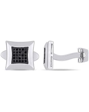Amour 1/4 Ct Tw Diamond Pave Cufflinks - Metallic