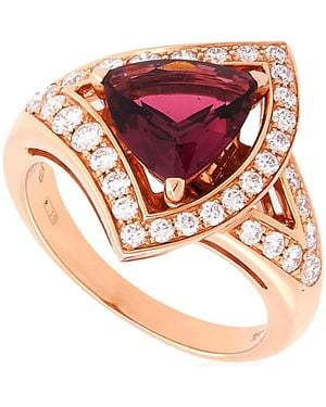 BVLGARI Divas Dream Openwork 18 Kt Rose Ring, Size 56 - Pink
