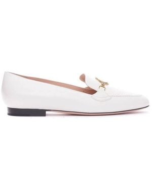 Bally Obrien Logo Plaque Leather Loafers, Brand Size 4.5 Us - White