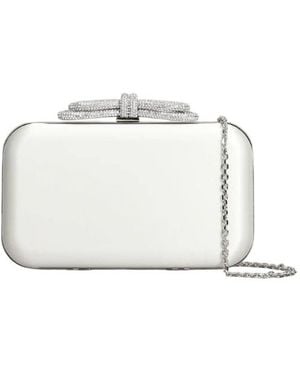 Mach & Mach Silk Clutch With Bow Detail - White