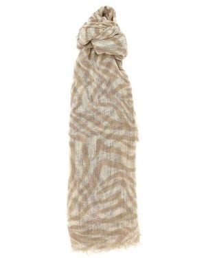 Brunello Cucinelli Linen Patterned Scarf - Natural