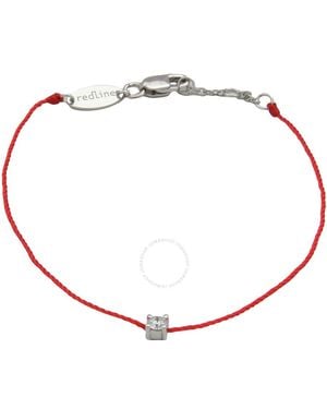 RedLine Solitaire 0.08Ct Round Diamond String Bracelet - Red