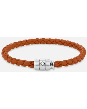 Montblanc Meisterstuck Steel & Rust Leather Bracelet - Brown