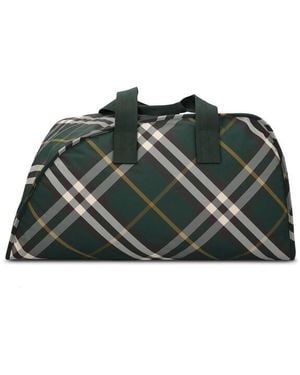 Burberry Large Shield Check-Pattern Zipped Duffle Bag - Green