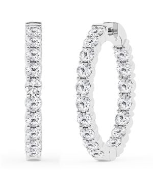 Brilliant Diamond 4.00 Carat Round Lab Grown Inside Out Diamond Hoop Earrings - White