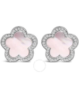 Haus of Brilliance 14K Mother Of Pearl And 1/5 Cttw Diamond Halo Star Stud Earrings - Pink