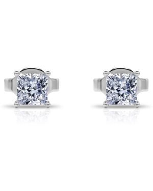 Tresorra 14K Princess Cut Earth Mined Diamond Stud Earrings - Blue
