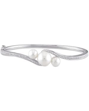 Amour Cultured Freshwater Pearl And Created Sapphire Bangle - White