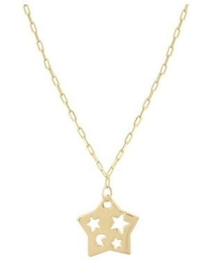 Tresorra 14K Cutout Star Pendant Necklace - Metallic