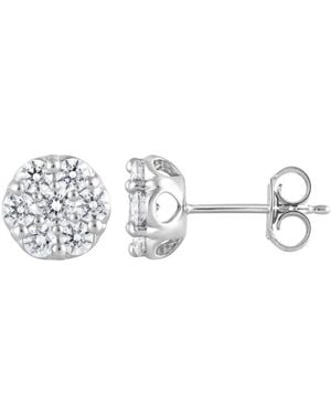 Brilliant Diamond 1 Carat Round Lab Grown Diamond Stud Earrings - Metallic