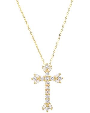 Kylie Harper 14K Over Vintage Floral Cz Cross Pendant - Metallic