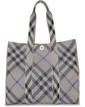 Burberry Med Check Lichen Tote Bag - Grey