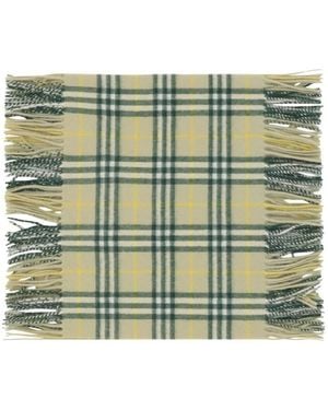Burberry Vintage Check Fringed Cashmere Scarf - Green