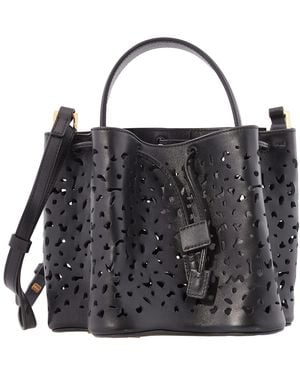 Mlouye Alto Mini Perforated Leather Bucket Bag - Black