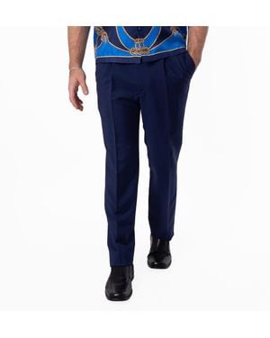 Bally Mohair Wool Straight Tailored Trousers - Blue