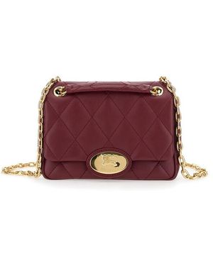 Burberry Bordeaux Quilted Crossbody Bag With Ekd Plaque On The Front And Chain-Link Shoulder Strap - Red
