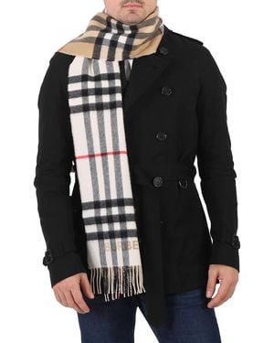 Burberry Archive/Natural Contrast Check Cashmere Scarf - Black