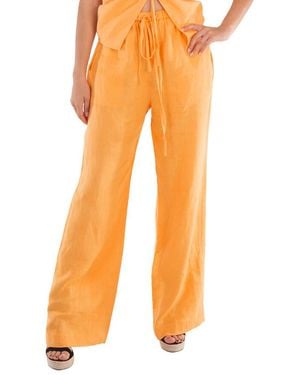 Nanushka Straight Leg Polyka Linen Trousers - Orange