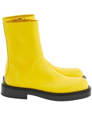 Ferragamo Formia Rounded Toe Ankle Boots - Yellow