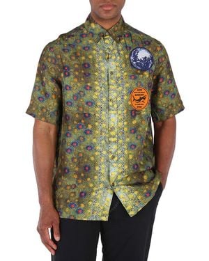 Burberry Fish Scale-Print Applique Short Sleeve Shirt - Green