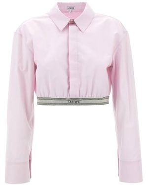 Loewe Logo Elastic Collar Cropped Shirt, Brand Size 36 Us - Pink