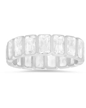 Kylie Harper Sterling Bezel-Set Emerald-Cut Cz Eternity Band Ring - White