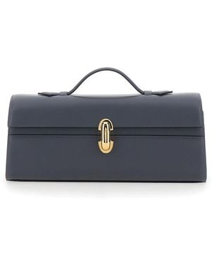 SAVETTE Slim Symmetry Clutch With Leather Zip Closure For - Blue