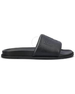 Fendi Leather Slide With Wide Band, Brand Size 6 (Us - Black