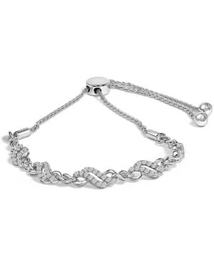 Haus of Brilliance 925 Sterling 1/2 Cttw Diamond Double Wave Bolo Bracelet - Metallic