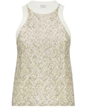 Brunello Cucinelli Warm Sequined Shirt, Size X-Small - White