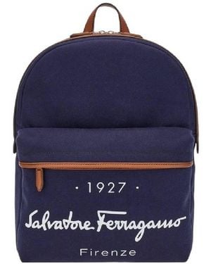Ferragamo 1927 Signature Logo Backpack - Blue
