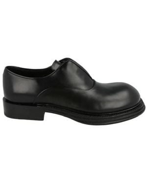 Ferragamo Fanni Lace Up Leather Loafers - Black