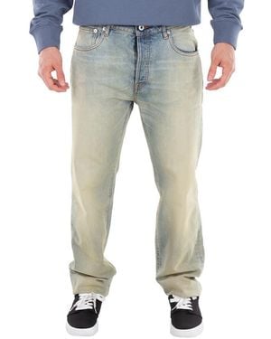 KENZO Bara Mid-Rise Washed Denim Jeans, Waist - Gray