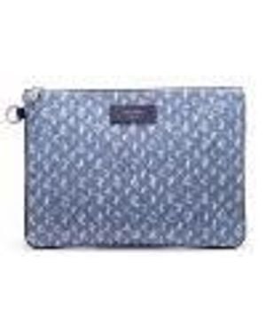 Jimmy Choo Derek-N Jc Monogram Denim Clutch - Blue